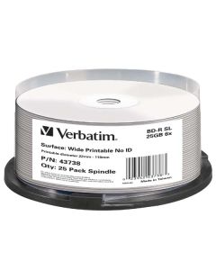 Verbatim BD-R, Single Layer Wide Printable No ID Surface Hard Coat, 25GB, cake box, 43738, 6x, 25-pack, pro archivaci dat