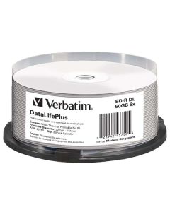 Verbatim BD-R, DL+ Wide Thermal Printable No Id Surface Hard Coat, 50GB, spindle, 43750, 6x, 25-pack, pro archivaci dat