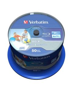 Verbatim BD-R SL, Hard Coat protective layer Wide Inkjet Printable, 25GB, Spindle, 43812, 6x, 50-pack, pro archivaci dat