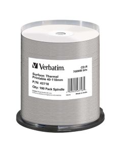 Verbatim CD-R, 43718, Thermal Printable - No ID Brand, 100-pack, 700MB, 52x, 80min., 12cm, spindle, pro archivaci dat