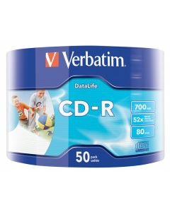 Verbatim CD-R, 43794, Inkjet Printable, 50-pack, 700MB, 50x, 80min., 12cm, wrap, pro archivaci dat