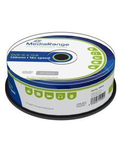 Mediarange DVD-R, MR403, 4.7GB, 16x, cake box, 25-pack, bez možnosti potisku, 12cm, Standard, pro archivaci dat
