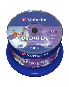 Verbatim DVD+R DL, Double Layer Wide Inkjet Printable, 43703, 8.5GB, 8X, spindle, 50-pack, 12cm, pro archivaci dat