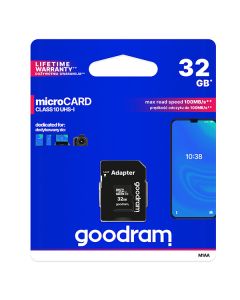 Goodram paměťová karta Micro Secure Digital Card, 32GB, micro SDHC, M1AA-0320R12, UHS-I U1 (Class 10), s adaptérem