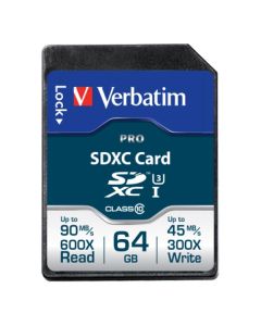 Verbatim paměťová karta Secure Digital Card Pro U3, 64GB, SDXC, 47022, UHS-I U3 (Class 10), V30