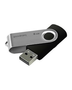 Goodram USB flash disk, USB 2.0, 8GB, UTS2, černý, UTS2-0080K0R11, USB A, s otočnou krytkou