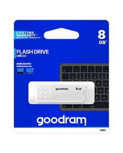 Goodram USB flash disk, USB 2.0, 8GB, UME2, bílý, UME2-0080W0R11, USB A, s krytkou