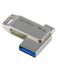 Goodram USB flash disk, USB 3.0, 16GB, ODA3, stříbrný, ODA3-0160S0R11, USB A / USB C, s otočnou krytkou
