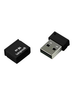 Goodram USB flash disk, USB 2.0, 16GB, UPI2, černý, UPI2-0160K0R11, USB A, s krytkou