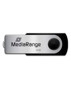 MediaRange USB flash disk, USB USB 2.0, 16GB, černý, MR910, USB A, swivel