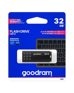 Goodram USB flash disk, USB 3.0, 32GB, UME3, černý, UME3-0320K0R11, USB A, s krytkou