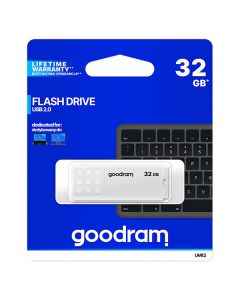 Goodram USB flash disk, USB 2.0, 32GB, UME2, bílý, UME2-0320W0R11, USB A, s krytkou
