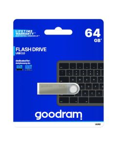Goodram USB flash disk, USB 2.0, 64GB, UUN2, UUN2, silver, UUN2-0640S0R11