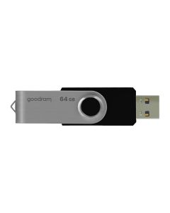 Goodram USB flash disk, USB 2.0, 64GB, UTS2, černý, UTS2-0640K0R11, USB A, s otočnou krytkou