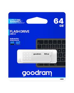 Goodram USB flash disk, USB 2.0, 64GB, UME2, bílý, UME2-0640W0R11, USB A, s krytkou