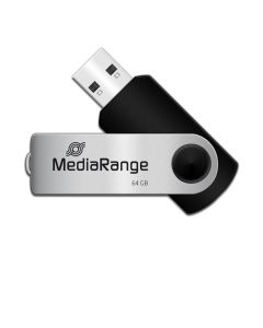 MediaRange USB flash disk, USB USB 2.0, 64GB, černý, MR912, USB A, swivel