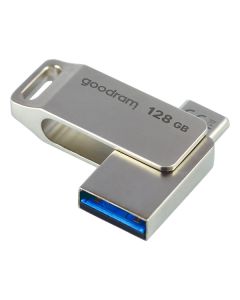 Goodram USB flash disk, USB 3.0, 128GB, ODA3, stříbrný, ODA3-1280S0R11, USB A / USB C, s otočnou krytkou