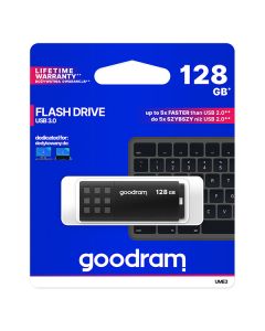 Goodram USB flash disk, USB 3.0, 128GB, UME3, černý, UME3-1280K0R11, USB A, s krytkou