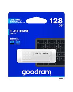 Goodram USB flash disk, USB 2.0, 128GB, UME2, bílý, UME2-1280W0R11, USB A, s krytkou