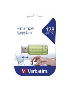 Verbatim USB flash disk, USB 2.0, 128GB, Store,N,Go PinStripe, zelený, 49462, pro archivaci dat
