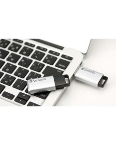 Verbatim USB flash disk, USB 3.0, 16GB, Secure Pro, Store N Go, stříbrný, 98664, USB A, AES 256-bit šifrování, s výsuvným konektor