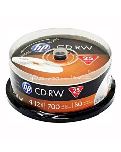 HP CD-RW, CWE00019-3, 69313, 25-pack, 700MB, 4-12x, 80min., 12cm, bez možnosti potisku, cake box, pro archivaci dat