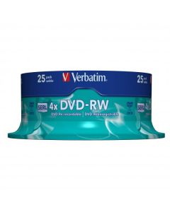 Verbatim DVD-RW, Matt Silver, 43639, 4.7GB, 4x, spindle, 25-pack, bez možnosti potisku, 12cm, pro archivaci dat
