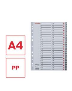 Rejstříky, šedá, A4 Maxi, plast, 1-54, ESSELTE