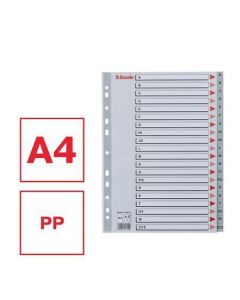 Rejstříky, šedá, A4, plast, A-Z, ESSELTE