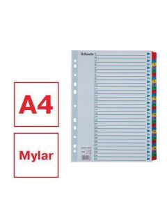 Zesílené rejstříky "Mylar", mix barev, karton, A4, 1-31, ESSELTE