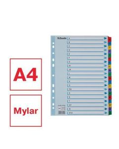 Zesílené rejstříky "Mylar", mix barev, karton, A4, A-Z, ESSELTE