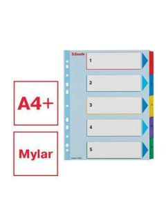 Zesílené rejstříky "Standard", popisovatelná titulní str., mix barev, karton, A4 Maxi, 1-5, E