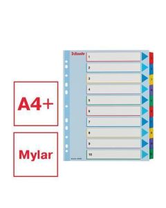Zesílené rejstříky "Standard", popisovatelná titulní str., mix barev, karton, A4 Maxi, 1-10,