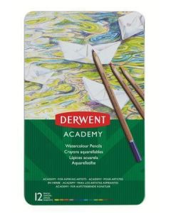 Akvarelové pastelky "Academy", 12 různých barev, plechová krabička, DERWENT
