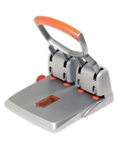 Čtyřděrovačka "Supreme HDC150/4", stříbrná-oranžová, velkokapacitní, 150 listů,  RAPID