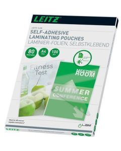 Laminovací fólie, 80 mikronů, A4, lesklá, samolepicí, 100 ks, LEITZ 33872