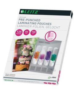 Laminovací fólie "Standard", lesklá, pro kroužkové a pákové pořadače, 125 micron, A4, LEITZ