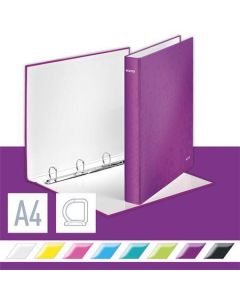 Pořadač čtyřkroužkový "Active Wow", purpurová, polaminovaný karton, 40 mm, LEITZ