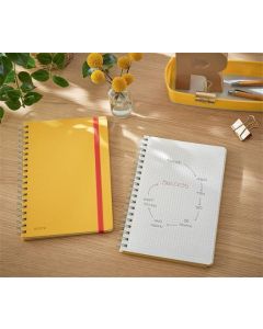 Spirálový sešit "Cosy Soft Touch", matně žlutá, čtverečkovaný, B5, 80 listů, LEITZ