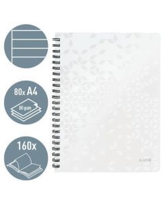 Spirálový sešit "Wow", bílá, linkovaný, A4, 80 listů, LEITZ