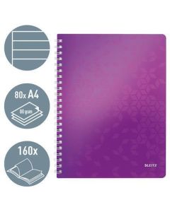 Blok na psaní "Wow", purpurová, A4, linkovaný, LEITZ