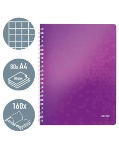 Blok na psaní "Wow", purpurová, A4, čtverečkovaný, LEITZ