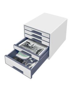 Zásuvkový box "Wow", bílá/šedá, plast, 5 zásuvek, LEITZ