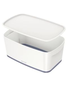 Úložný box s víkem "MyBox", bílá-šedá, malý, LEITZ