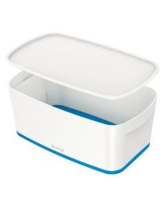 Úložný box s víkem "MyBox", bílo-modrá, malý, LEITZ