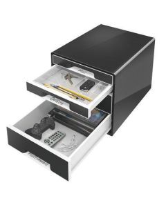 Zásuvkový box "Cube", černá, 4 zásuvky, plast, LEITZ