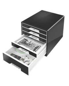 Zásuvkový box "Cube", černá, 5 zásuvek, plast, LEITZ