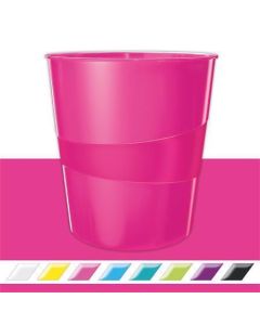 Odpadkový koš "Wow", metalická růžová, 15 l, LEITZ