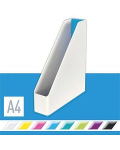 Stojan na časopisy "Wow", modrá, 73 mm, plast, dvoubarevný, LEITZ