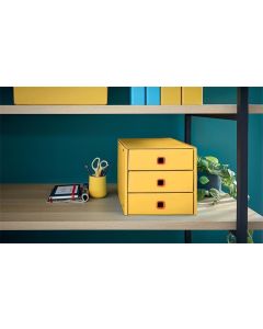 Zásuvkový box "Cosy Click&Store", teplá žlutá, 3 zásuvky, laminovaný karton, LEITZ 53680019